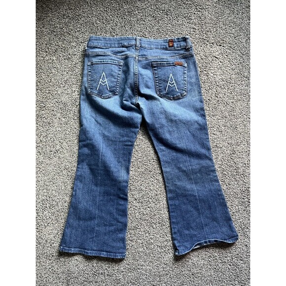7 For All Mankind Jeans Womens Size 28 Blue Cropped Capris Pants Crop A Pocket - Picture 1 of 7